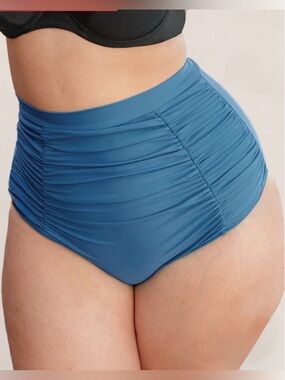 Shapermint Essentials High-Waisted Control Bikini Bottom - Ocean Blue M